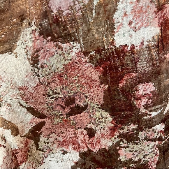 Anthropologie x Hutch Strapless Cropped Wide Leg Metallic Floral Jumpsuit Size 8 - Picture 8 of 8